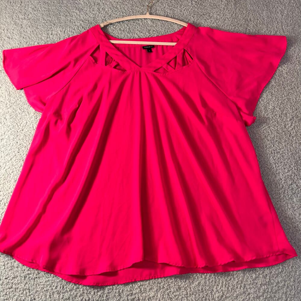 Torrid pink top with geometric collar cut outs size 4 (4X) professional office
